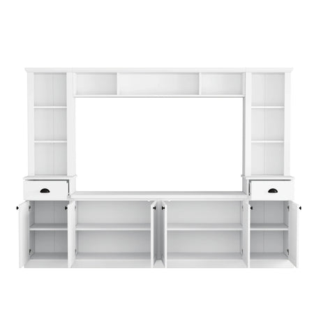 Minimalist White Particle Board Adjustable Height TV Stand - Omega Lifestyles
