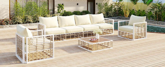 7-Piece Outdoor Metal Frame Sectional Sofa Set - Omega Lifestyles