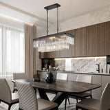 Adjustable Rectangular Iron Crystal Chandelier Lighting Fixture - Omega Lifestyles