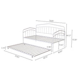 Twin Metal Daybed With Trundle White Bedroom Frame - Omega Lifestyles