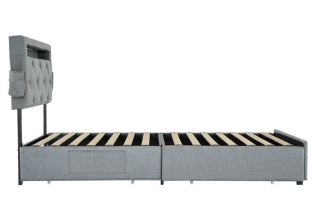 Twin Upholstered Bed Frame With USB Charging Station - Omega Lifestyles