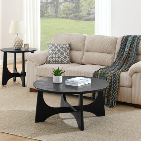 36-Inch Round Black Modern Wood Coffee Table - Sleep Galleria