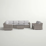 10-Piece 8-Person Outdoor Aluminum Wicker Seating Set With Cushions