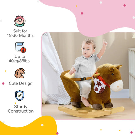 Wooden Baby Rocking Horse With Realistic Sounds - Omega Lifestyles