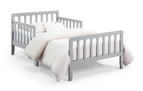 Solid Wood Light Gray Toddler Bed With Safety Rails - Omega Lifestyles