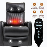 Black Faux Leather Medium-Firm Heat Massage Recliner Chair - Omega Lifestyles