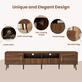 Modern Walnut TV Stand With Soft-Close Doors and Storage - Omega Lifestyles