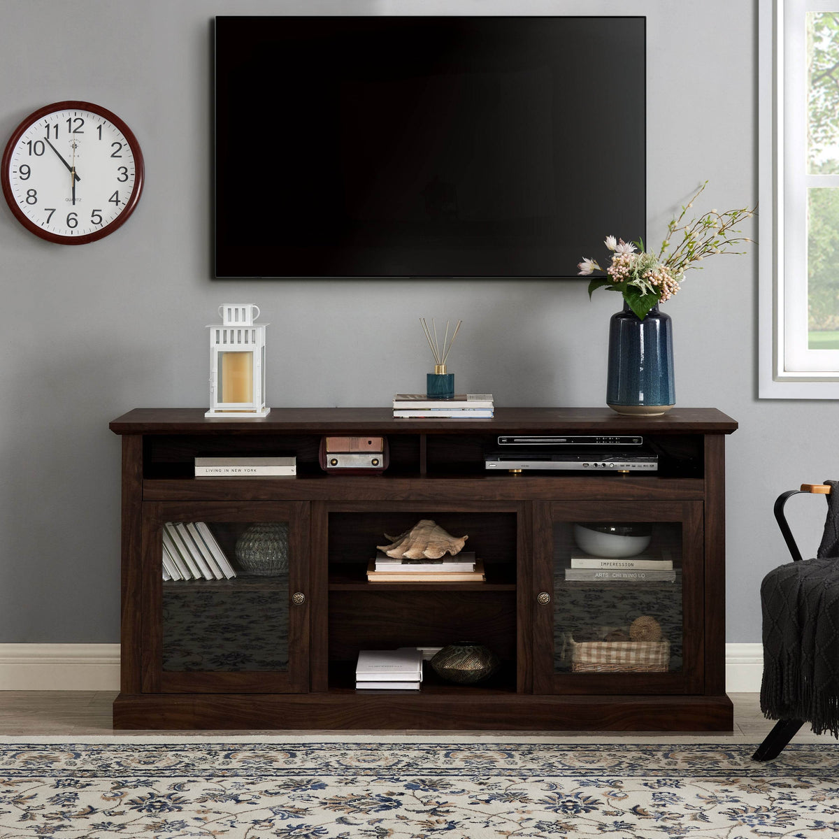 American Traditional Brown MDF TV Stand Console - Omega Lifestyles