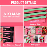 Five-Drawer Pink-Green Cold Rolled Steel Storage Box - Omega Lifestyles
