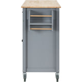 Kitchen Island Cart Solid Wood Top Four Door Cabinet - Omega Lifestyles