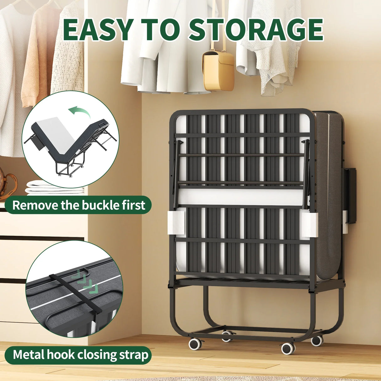 Twin Medium 5-Inch Memory Foam Folding Bed Frame - Omega Lifestyles