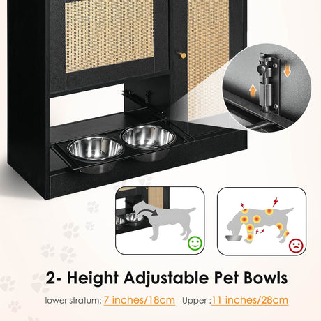Pet Feeding Station With 2 Elevated Bowls And Storage - Sleep Galleria