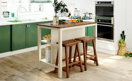 Rustic Solid Wood Kitchen Island Set With Seating - Omega Lifestyles