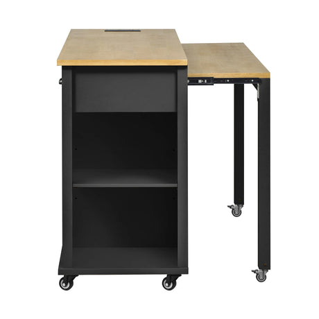 Extendable Rubber Wood Veneer Kitchen Island Cart - Omega Lifestyles