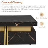 Modern Black Gold Accented Square Coffee Table With Storage - Sleep Galleria
