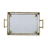 Antique Brass Aluminum Glass Two-Tier Bar Cart - Omega Lifestyles