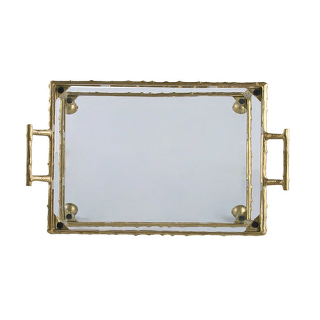 Antique Brass Aluminum Glass Two-Tier Bar Cart - Omega Lifestyles