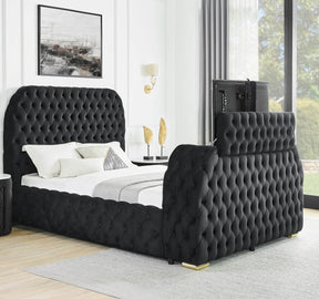 Ultra-Modern Queen Bed With Fireplace And TV Lift - Omega Lifestyles