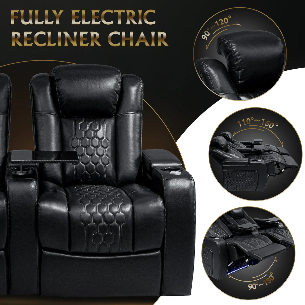 Top-Grain Nappa Ultra-Plush Power Recliner With RGB Lighting - Omega Lifestyles