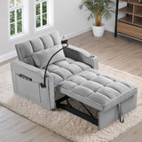 Convertible Velvet Sleeper Chair Bed With USB Ports