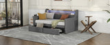 Twin Linen Upholstered Daybed With Storage Drawers Charging Station - Omega Lifestyles