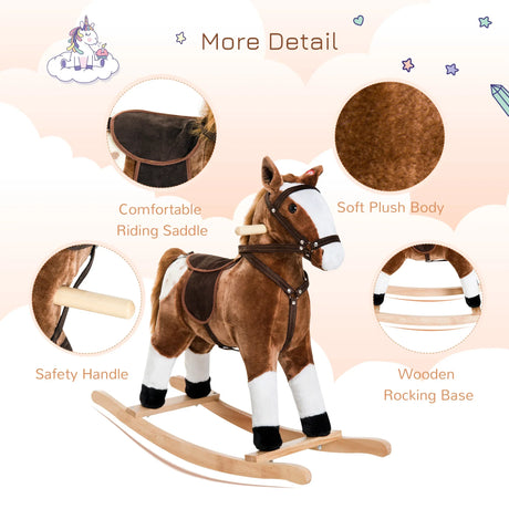 Kids Plush Rocking Horse Toy With Realistic Sounds - Omega Lifestyles