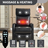 Black Faux Leather Medium-Firm Heat Massage Recliner Chair - Omega Lifestyles