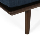 Mid-Century Button-Tufted Fabric Chaise Lounge With Bolster Pillow - Omega Lifestyles