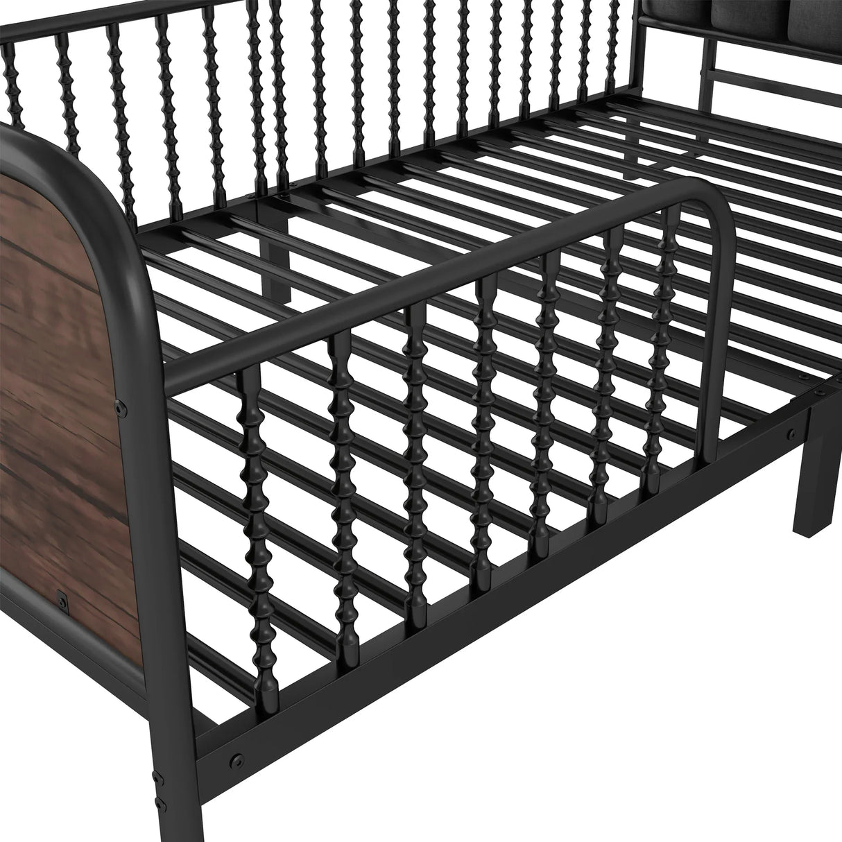 Twin Metal Platform Bed Frame With Upholstered Headboard And LED Light - Omega Lifestyles