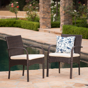 Set of 2 Cushioned Resin Wicker Outdoor Dining Chairs - Omega Lifestyles