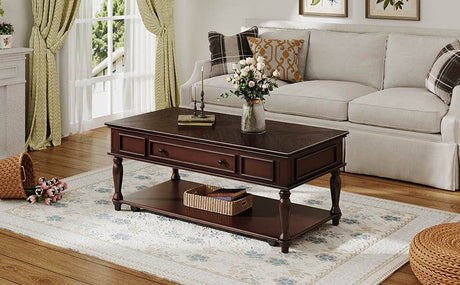 Retro Farmhouse Coffee Table With Drawer And Wheels - Sleep Galleria