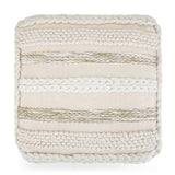 Woven Natural Fabric Square Pouf Accent Stool - Omega Lifestyles