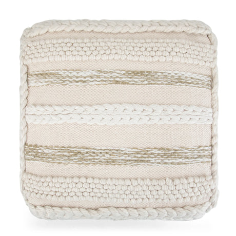 Woven Natural Fabric Square Pouf Accent Stool - Omega Lifestyles