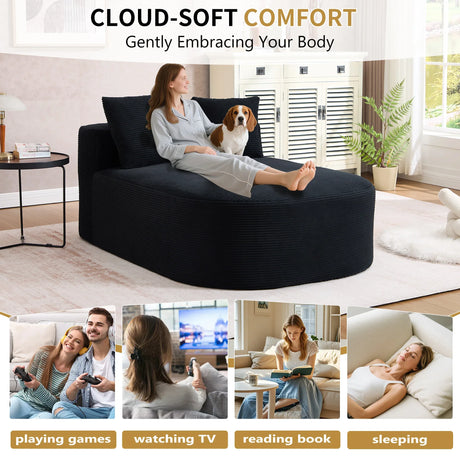 Oversized Plush Corduroy Chaise Lounge Sleeper Sofa - Omega Lifestyles