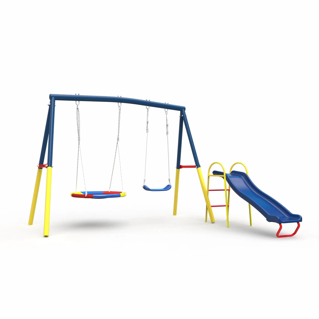 3-in-1 Heavy-Duty Steel Outdoor Kids Swing Set - Omega Lifestyles