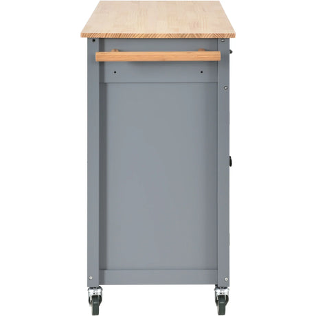 Kitchen Island Cart Solid Wood Top Four Door Cabinet - Omega Lifestyles