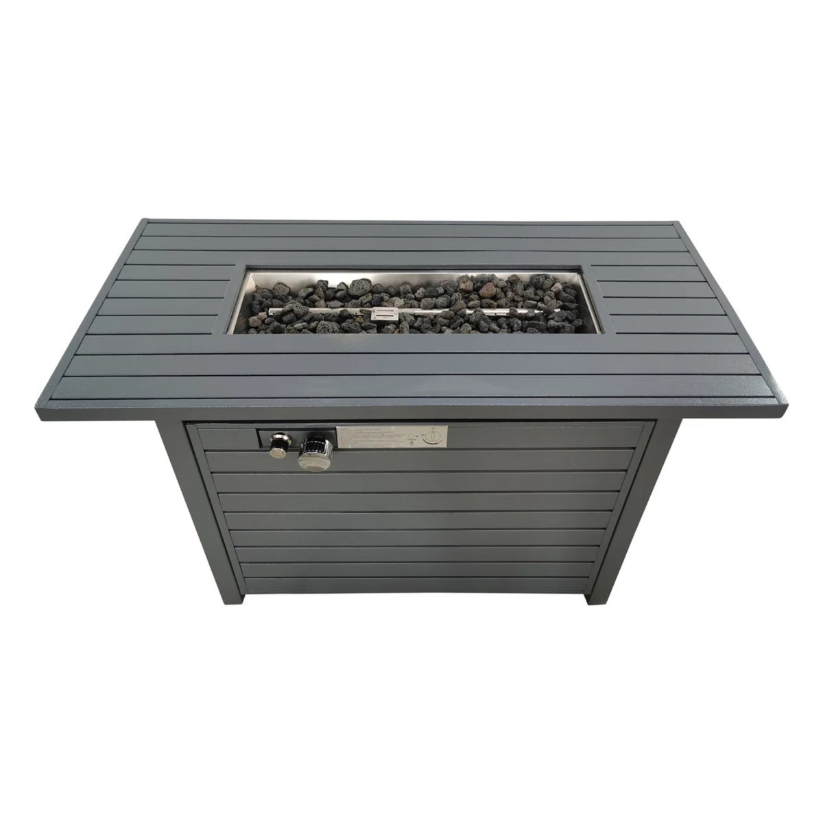 Modern Gray Steel 50000 BTU Outdoor Fire Pit Table
