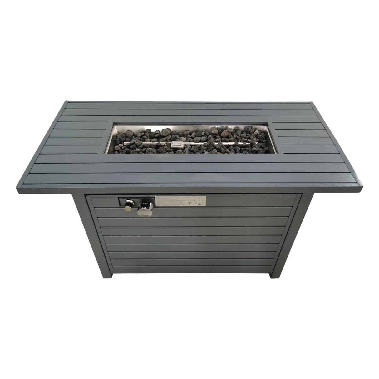 Modern Gray Steel 50000 BTU Outdoor Fire Pit Table
