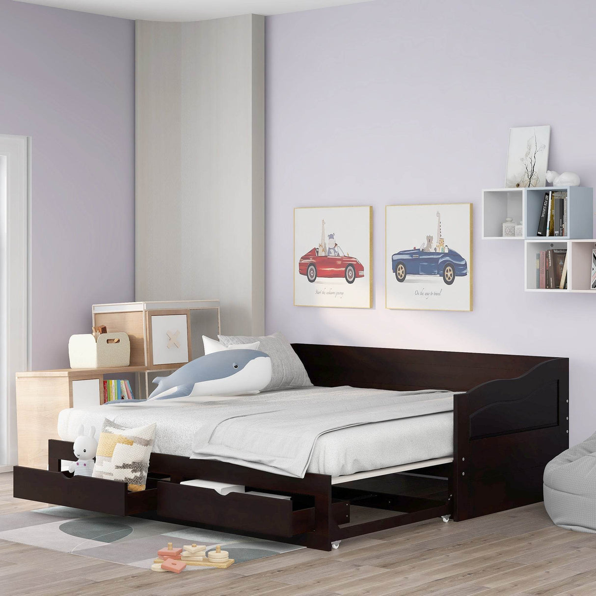 Twin Extendable Solid Wood Daybed With Trundle Drawers - Omega Lifestyles