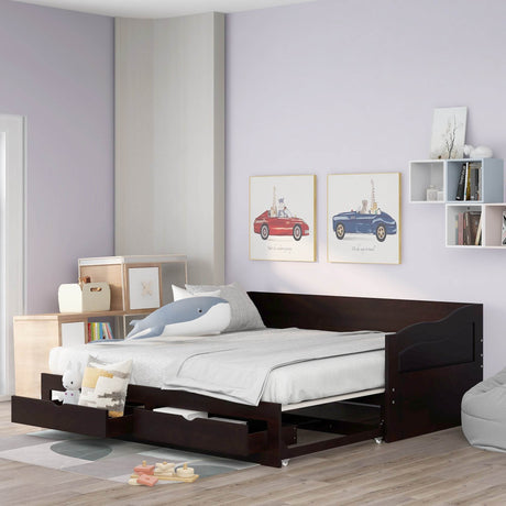 Twin Extendable Solid Wood Daybed With Trundle Drawers - Omega Lifestyles