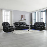 Manual Black Leather Gel Recliner Chair With LED Light Strip - Omega Lifestyles