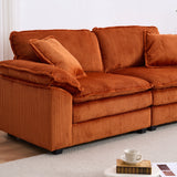 Corduroy 2-Seat Sofa With Pillows And Ottomans - Omega Lifestyles