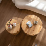 Set of 2 Natural MDF Fir Round Coffee Tables - Omega Lifestyles