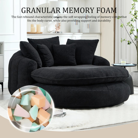 Oversized Chenille Memory Foam Bean Bag Sofa With Pillows - Omega Lifestyles