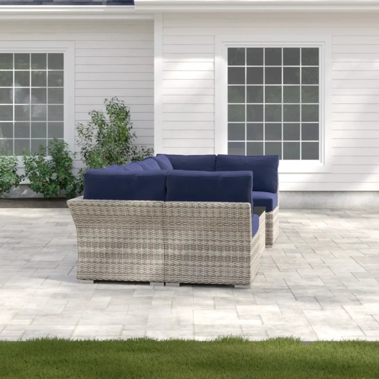 4-Person Modular Weather-Resistant Outdoor Wicker Seating Set - Omega Lifestyles
