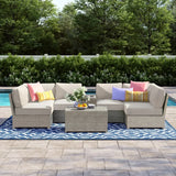 8-Piece 4-Person Outdoor Wicker Sofa Set With Cushions - Omega Lifestyles