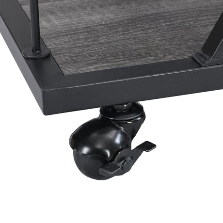 Industrial Style Mobile Iron 3-Tier Bar Cart With Casters - Omega Lifestyles