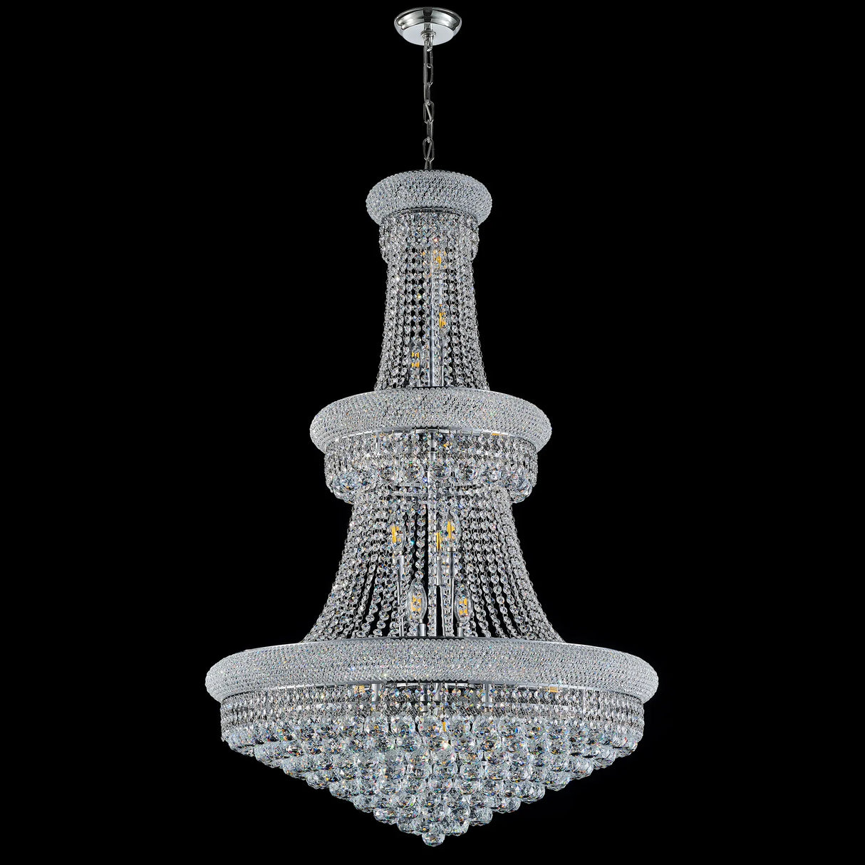 32-Inch French Empire Crystal Chandelier With 27 LED Lights - Omega Lifestyles