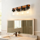 Matte Black Wooden Glass Shade 4-Light Ceiling Lamp - Omega Lifestyles