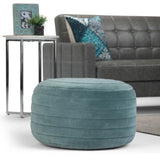 Turquoise Velvet Round Pouf Accent Seating Furniture - Omega Lifestyles